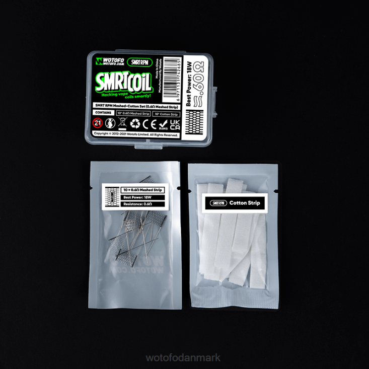 Wotofo SMRT rpm mesh-bomuldssæt 0,6 ohm mesh+bomuld - Wotofo price 880BD365